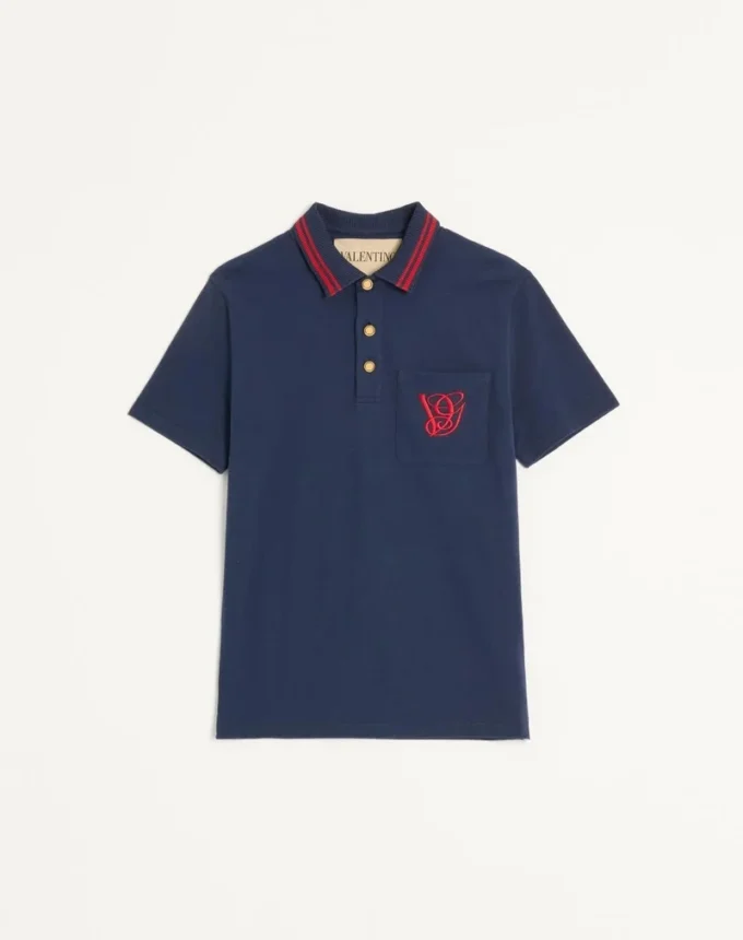 Baumwoll-Piqué-Poloshirt mit VG-Stickerei Baumwoll-Piqué-Poloshirt mit VG-Stickerei