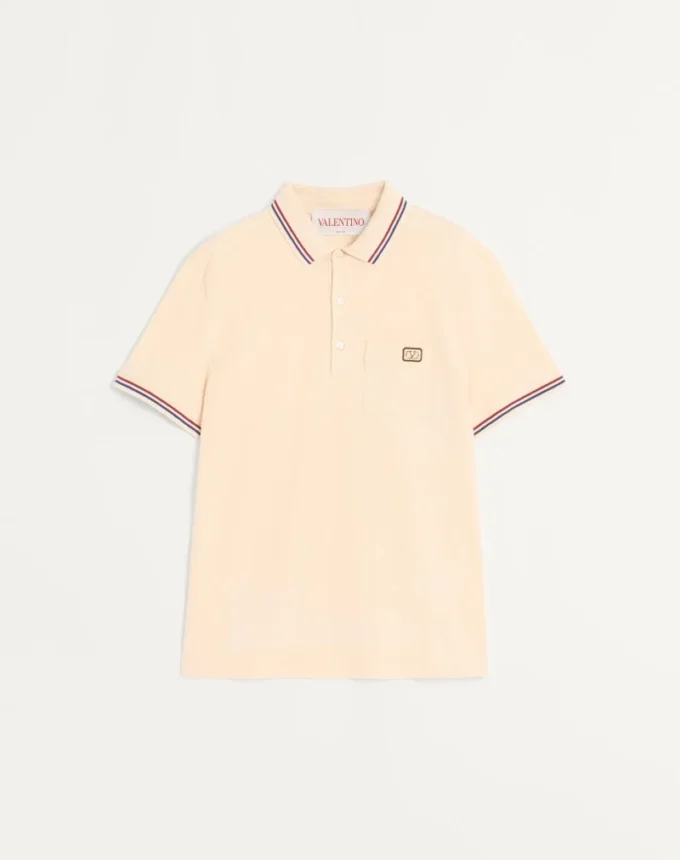 Baumwoll-Piqué-Poloshirt mit Vlogo-Patch Baumwoll-Piqué-Poloshirt mit Vlogo-Patch