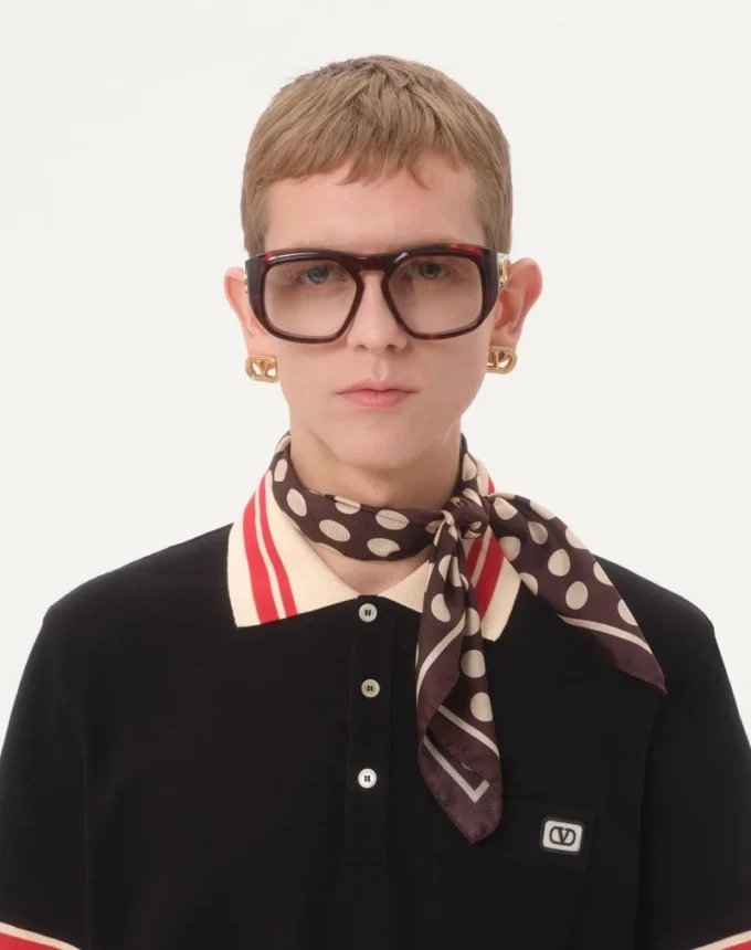 Baumwoll-Piqué-Poloshirt mit Vlogo-Patch Baumwoll-Piqué-Poloshirt mit Vlogo-Patch