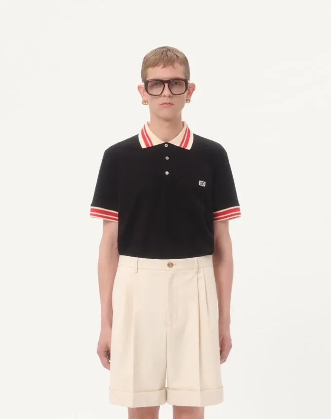 Baumwoll-Piqué-Poloshirt mit Vlogo-Patch Baumwoll-Piqué-Poloshirt mit Vlogo-Patch