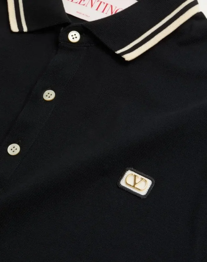 Baumwoll-Piqué-Poloshirt mit Vlogo-Patch Baumwoll-Piqué-Poloshirt mit Vlogo-Patch