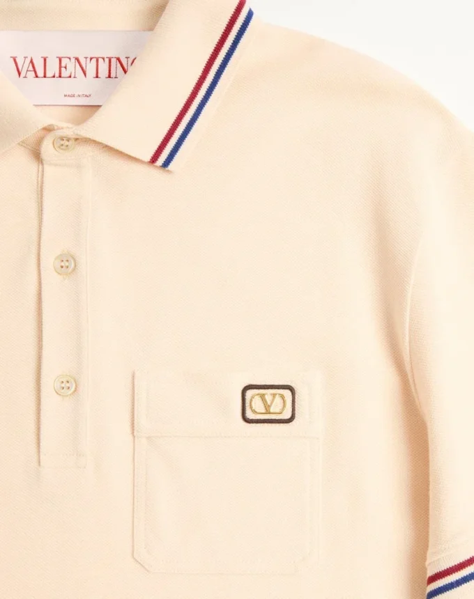 Baumwoll-Piqué-Poloshirt mit Vlogo-Patch Baumwoll-Piqué-Poloshirt mit Vlogo-Patch