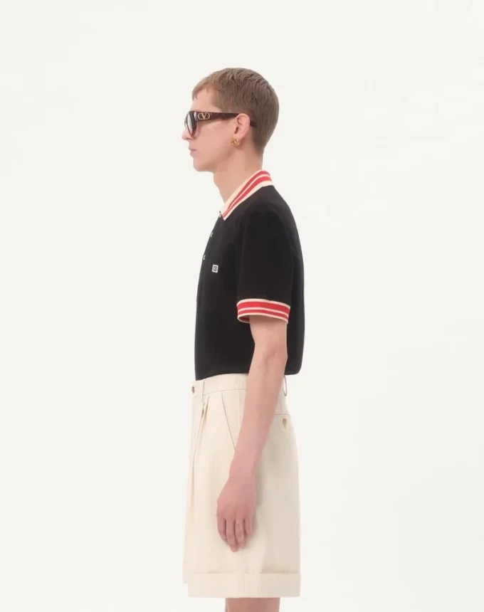 Baumwoll-Piqué-Poloshirt mit Vlogo-Patch Baumwoll-Piqué-Poloshirt mit Vlogo-Patch
