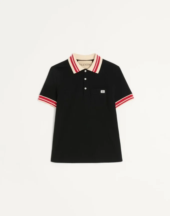 Baumwoll-Piqué-Poloshirt mit Vlogo-Patch Baumwoll-Piqué-Poloshirt mit Vlogo-Patch