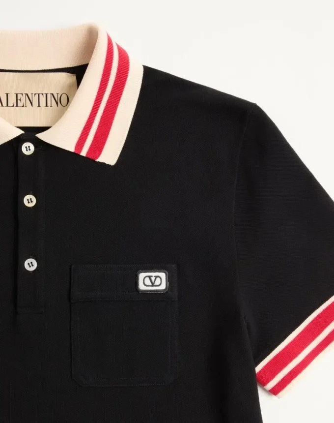Baumwoll-Piqué-Poloshirt mit Vlogo-Patch Baumwoll-Piqué-Poloshirt mit Vlogo-Patch