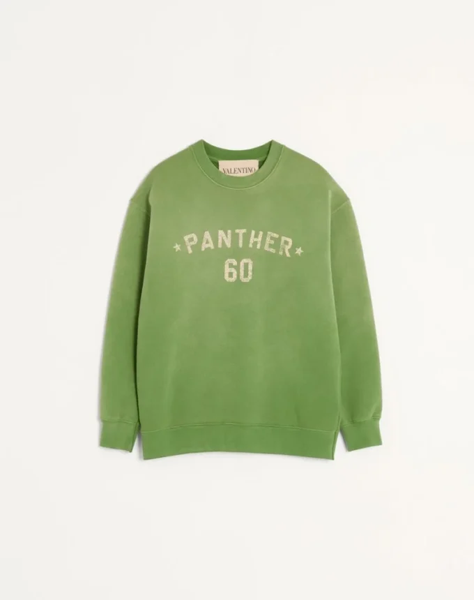 Baumwoll-Sweatshirt mit „Chez Valentino”-Print und Stickerei Baumwoll-Sweatshirt mit „Chez Valentino”-Print und Stickerei