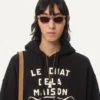Baumwoll-Sweatshirt mit Le Chat De La Maison-Aufnäher Baumwoll-Sweatshirt mit Le Chat De La Maison-Aufnäher