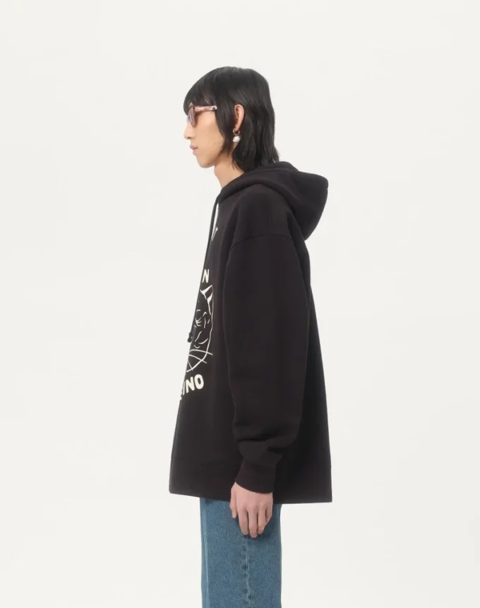 Baumwoll-Sweatshirt mit Le Chat De La Maison-Aufnäher Baumwoll-Sweatshirt mit Le Chat De La Maison-Aufnäher