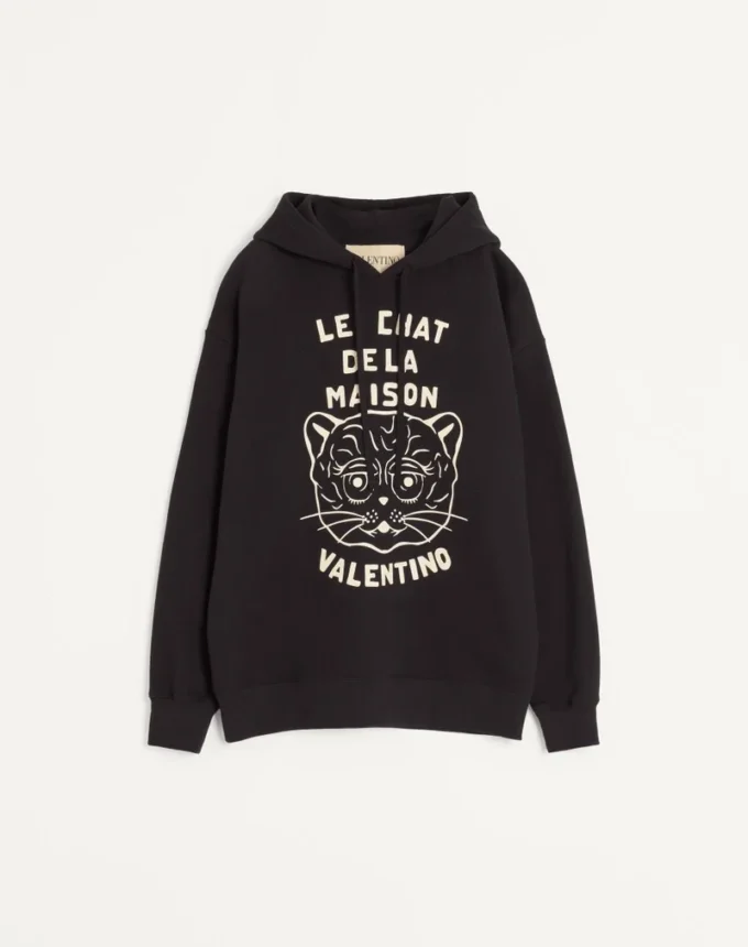 Baumwoll-Sweatshirt mit Le Chat De La Maison-Aufnäher Baumwoll-Sweatshirt mit Le Chat De La Maison-Aufnäher