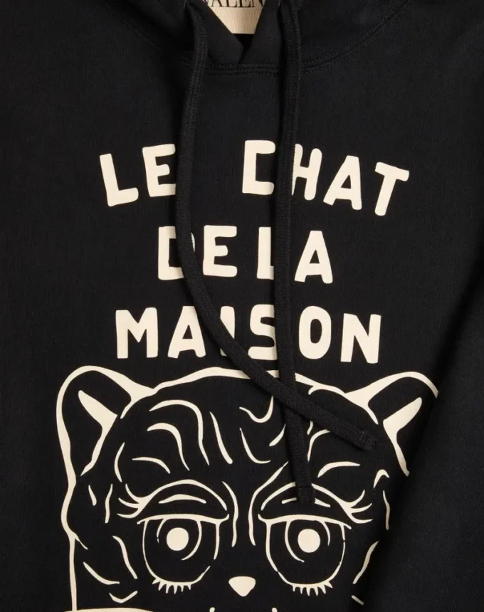 Baumwoll-Sweatshirt mit Le Chat De La Maison-Aufnäher Baumwoll-Sweatshirt mit Le Chat De La Maison-Aufnäher