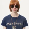 Baumwoll-T-Shirt mit Chez Valentino-Print und Patch Baumwoll-T-Shirt mit Chez Valentino-Print und Patch