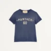 Baumwoll-T-Shirt mit Chez Valentino-Print und Patch Baumwoll-T-Shirt mit Chez Valentino-Print und Patch