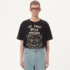 Baumwoll-T-Shirt mit Le Chat De La Maison-Print Baumwoll-T-Shirt mit Le Chat De La Maison-Print