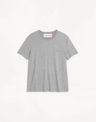 Baumwoll-T-Shirt mit Vlogo-Patch
