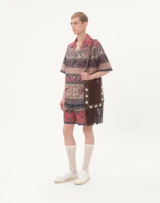 Bermudashorts aus Baumwollmusselin mit Voyage Imaginaire-Print und Passementerie-Besatz