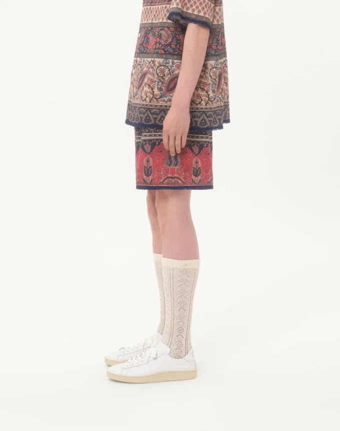 Bermudashorts aus Baumwollmusselin mit Voyage Imaginaire-Print und Passementerie-Besatz Bermudashorts aus Baumwollmusselin mit Voyage Imaginaire-Print und Passementerie-Besatz