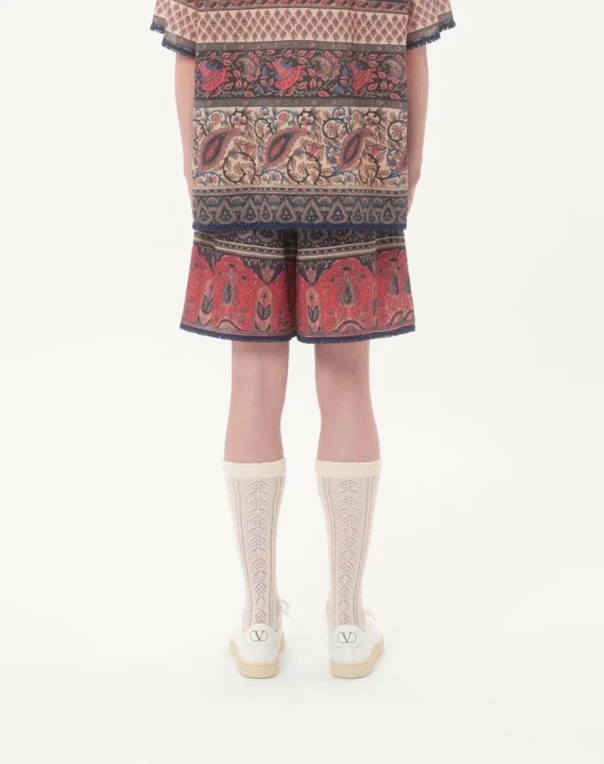 Bermudashorts aus Baumwollmusselin mit Voyage Imaginaire-Print und Passementerie-Besatz Bermudashorts aus Baumwollmusselin mit Voyage Imaginaire-Print und Passementerie-Besatz