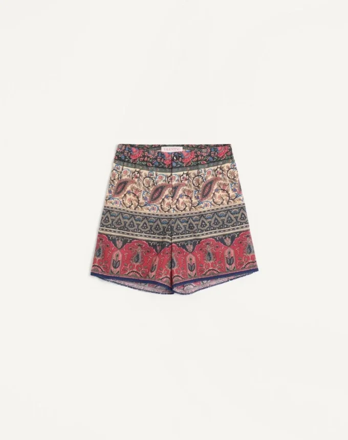 Bermudashorts aus Baumwollmusselin mit Voyage Imaginaire-Print und Passementerie-Besatz Bermudashorts aus Baumwollmusselin mit Voyage Imaginaire-Print und Passementerie-Besatz