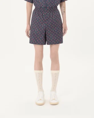 Bermudashorts aus Baumwollpopeline mit Cherryfic-Print