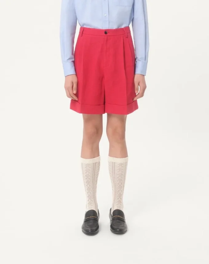 Bermudashorts aus Leinen mit Umschlag Bermudashorts aus Leinen mit Umschlag