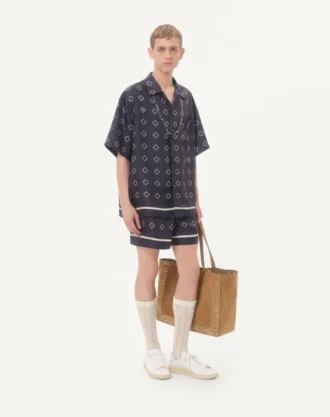 Bermudashorts aus Seidentwill mit durchgehendem Opticool-Print
