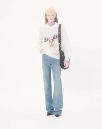 Bestickter Pullover aus Mohairwolle