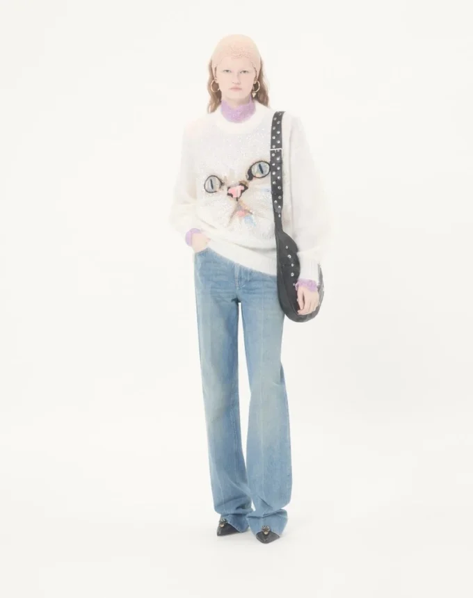 Bestickter Pullover aus Mohairwolle Bestickter Pullover aus Mohairwolle