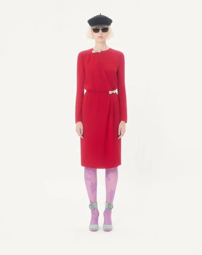Besticktes Cady Couture Midi-Kleid Besticktes Cady Couture Midi-Kleid