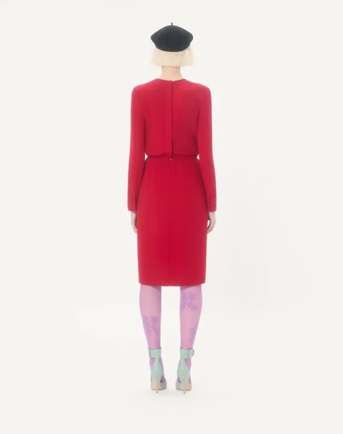 Besticktes Cady Couture Midi-Kleid Besticktes Cady Couture Midi-Kleid