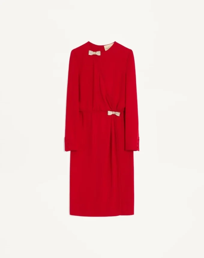 Besticktes Cady Couture Midi-Kleid Besticktes Cady Couture Midi-Kleid