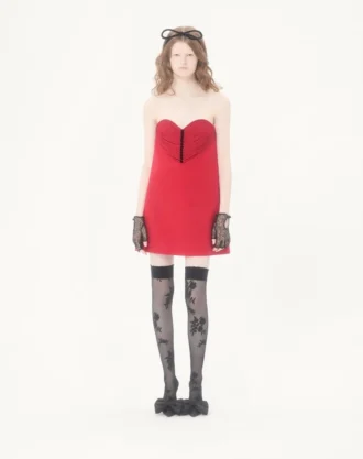 Besticktes kurzes Kleid aus Crêpe Couture