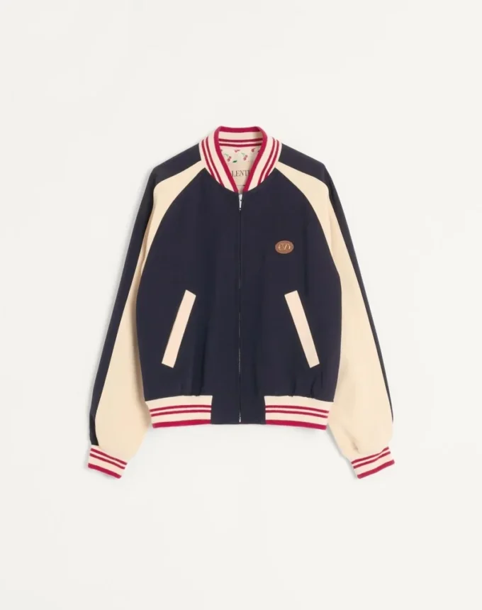 Bomberjacke aus Wolle und Baumwolle mit Vlogo und Le Chat De La Maison-Aufnäher Bomberjacke aus Wolle und Baumwolle mit Vlogo und Le Chat De La Maison-Aufnäher