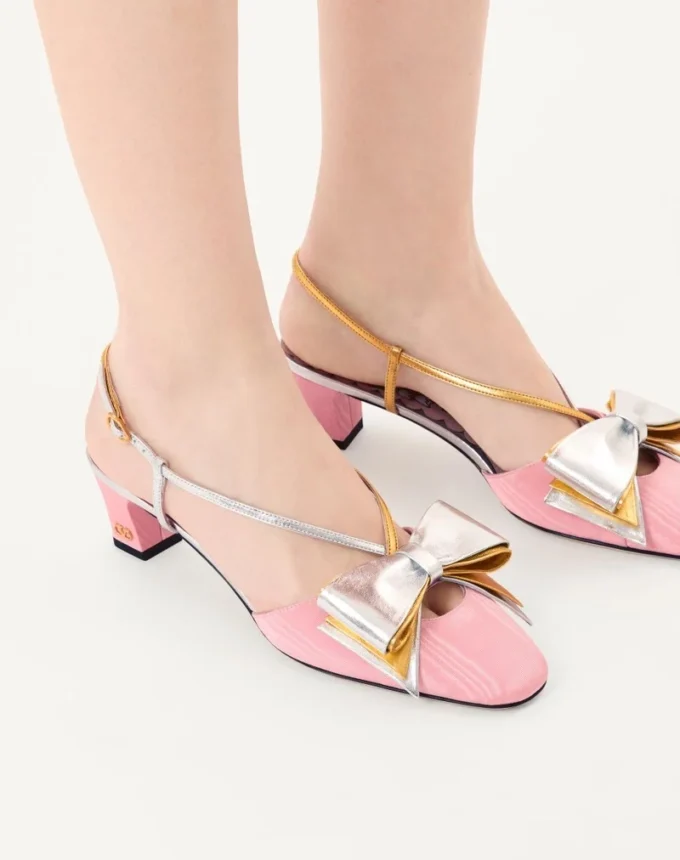 Bowow Slingback-Pumps aus Moiré-Stoff 45 mm Bowow Slingback-Pumps aus Moiré-Stoff 45 mm