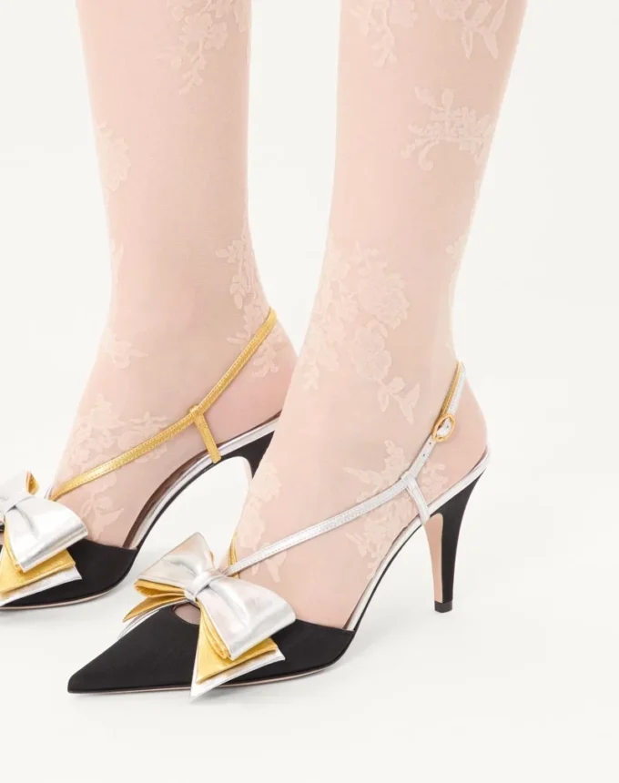 Bowow Slingback-Pumps aus Moiré-Stoff 85 mm Bowow Slingback-Pumps aus Moiré-Stoff 85 mm