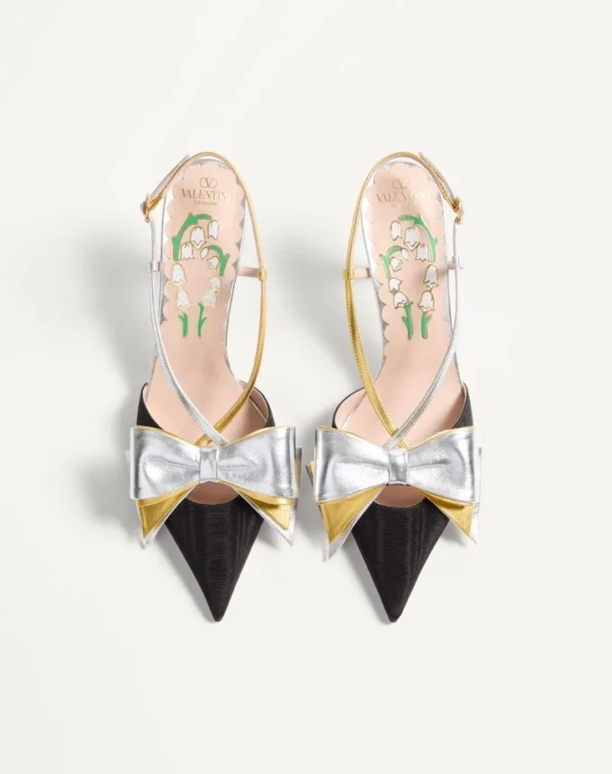 Bowow Slingback-Pumps aus Moiré-Stoff 85 mm Bowow Slingback-Pumps aus Moiré-Stoff 85 mm