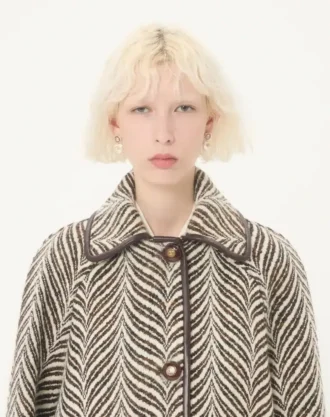 Caban aus Wollstoff mit Fauve Eclat Animal Print