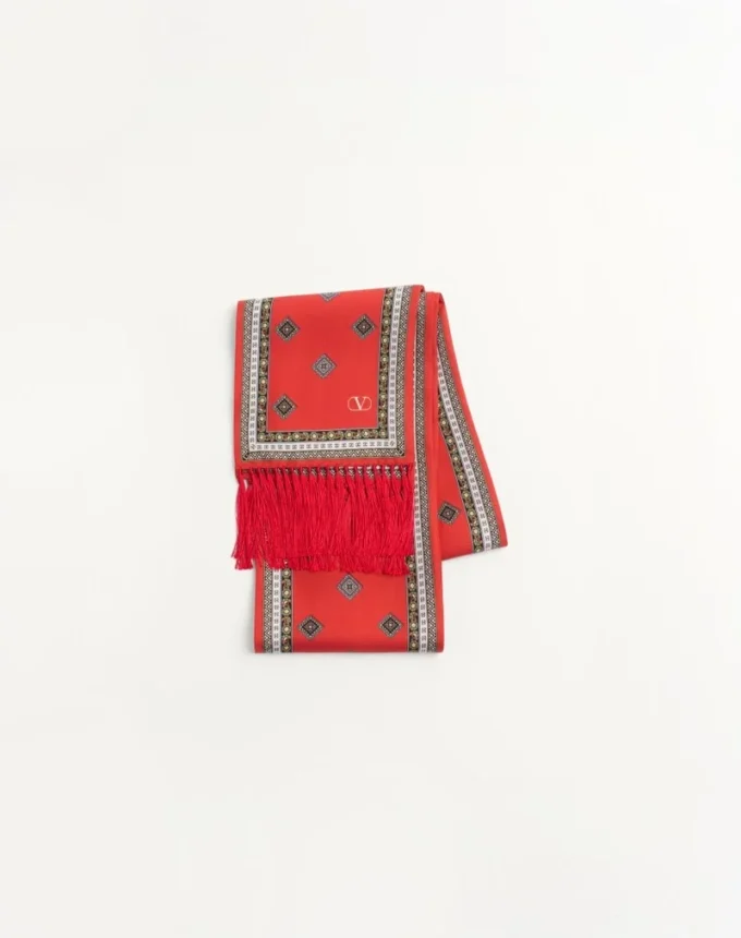 Chamber Seiden-Bandeau-Schal mit Fransen