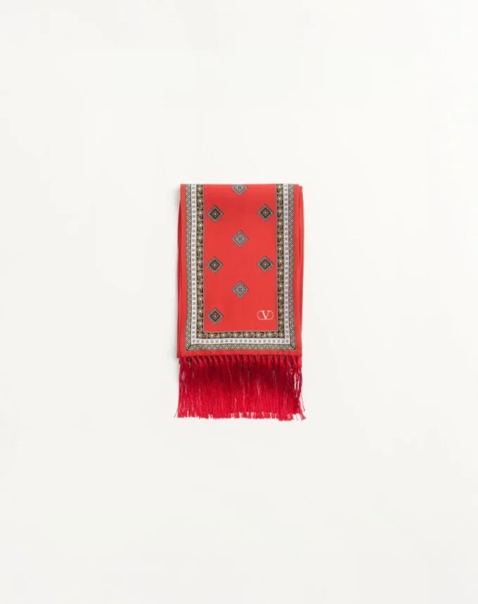 Chamber Seiden-Bandeau-Schal mit Fransen
