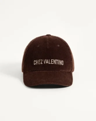 Chez Valentino Baseballkappe aus Samt mit Stickerei