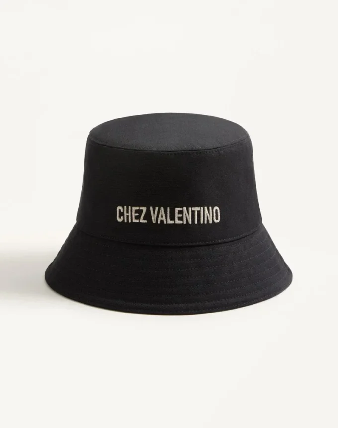 Chez Valentino Baumwoll-Bucket-Hat mit Stickerei