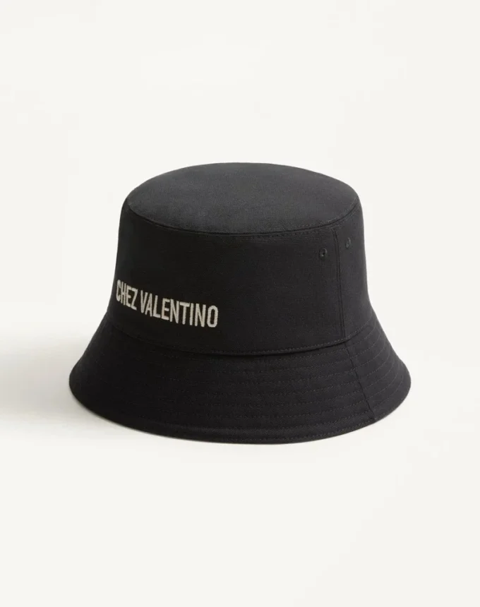 Chez Valentino Baumwoll-Bucket-Hat mit Stickerei