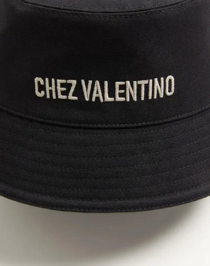 Chez Valentino Baumwoll-Bucket-Hat mit Stickerei
