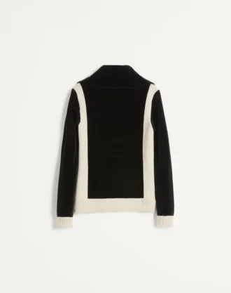 Chez Valentino Chenille-Sweatshirt mit Rollkragen, Reißverschluss und Aufnäher
