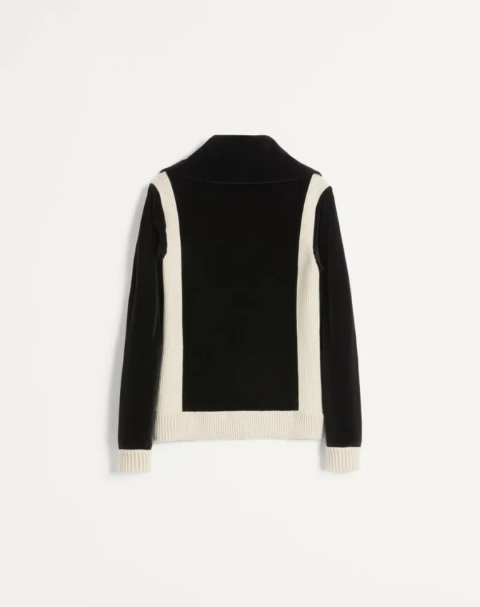 Chez Valentino Chenille-Sweatshirt mit Rollkragen, Reißverschluss und Aufnäher Chez Valentino Chenille-Sweatshirt mit Rollkragen, Reißverschluss und Aufnäher