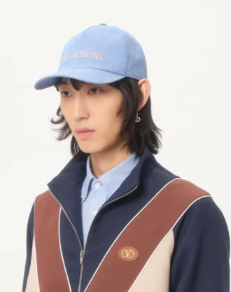 Chez Valentino Denim-Baseballkappe mit Stickerei