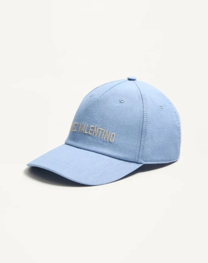 Chez Valentino Denim-Baseballkappe mit Stickerei