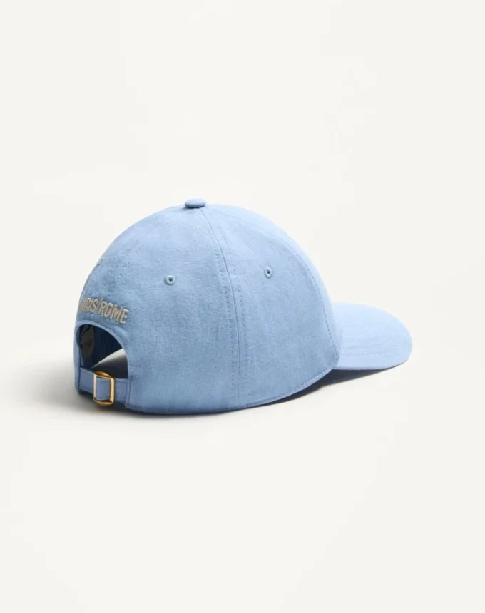 Chez Valentino Denim-Baseballkappe mit Stickerei