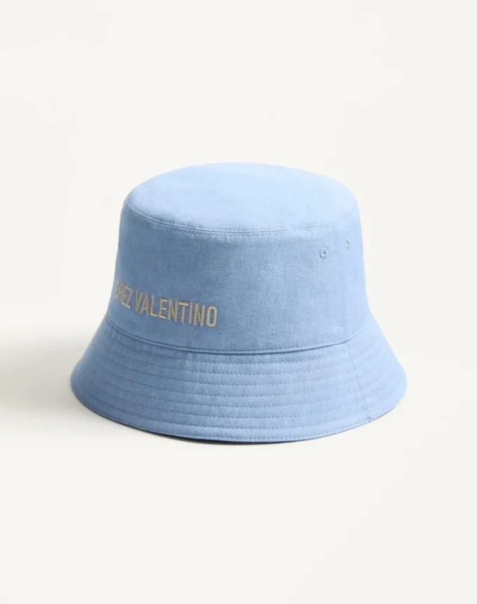 Chez Valentino Denim-Bucket-Hat mit Stickerei