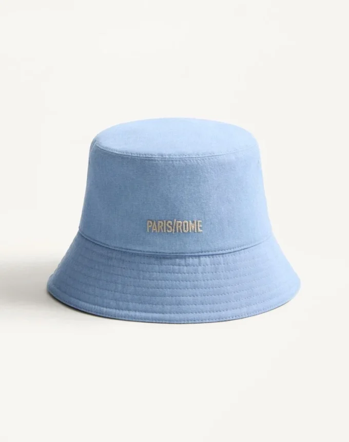 Chez Valentino Denim-Bucket-Hat mit Stickerei