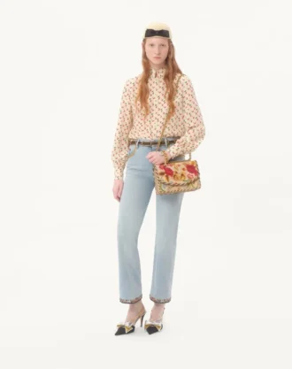 Crepe De Chine-Hemd mit Cherryfic-Print